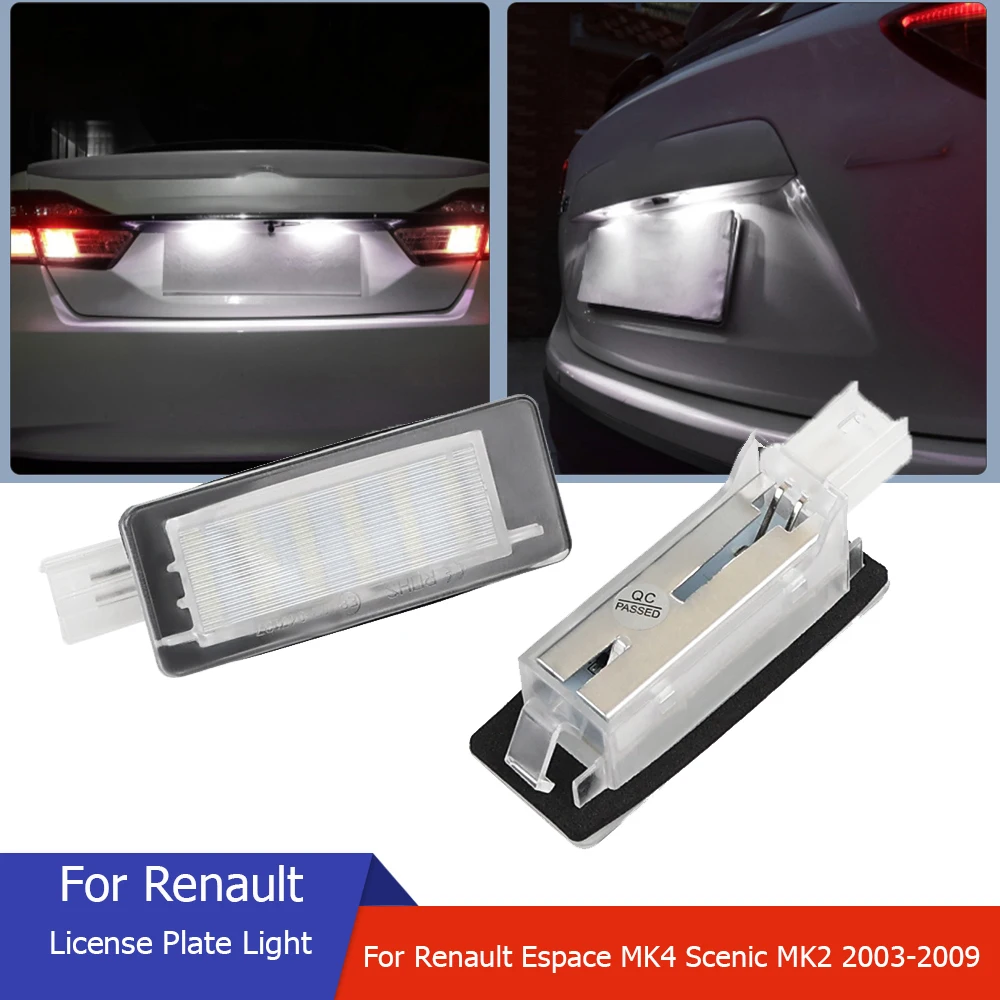 For Renault Laguna II Espace MK4 Scenic MK2 Car LED Number License Plate Light Auto Accessories 6000K White License Plate Lamp