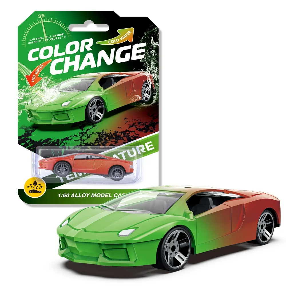 

1:64 Scale Temperature Color Change Alloy Car Color Changing Durable Construction Alloy Racing Model Inertia Powered