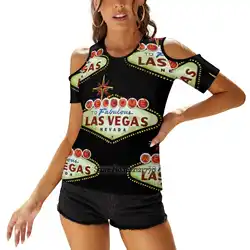 Las Vegas Welcome Sign Woman'S T-Shirt Spring And Summer Printed T Shirts Pullover Top Las Vegas Nevada Welcome To Las Vegas