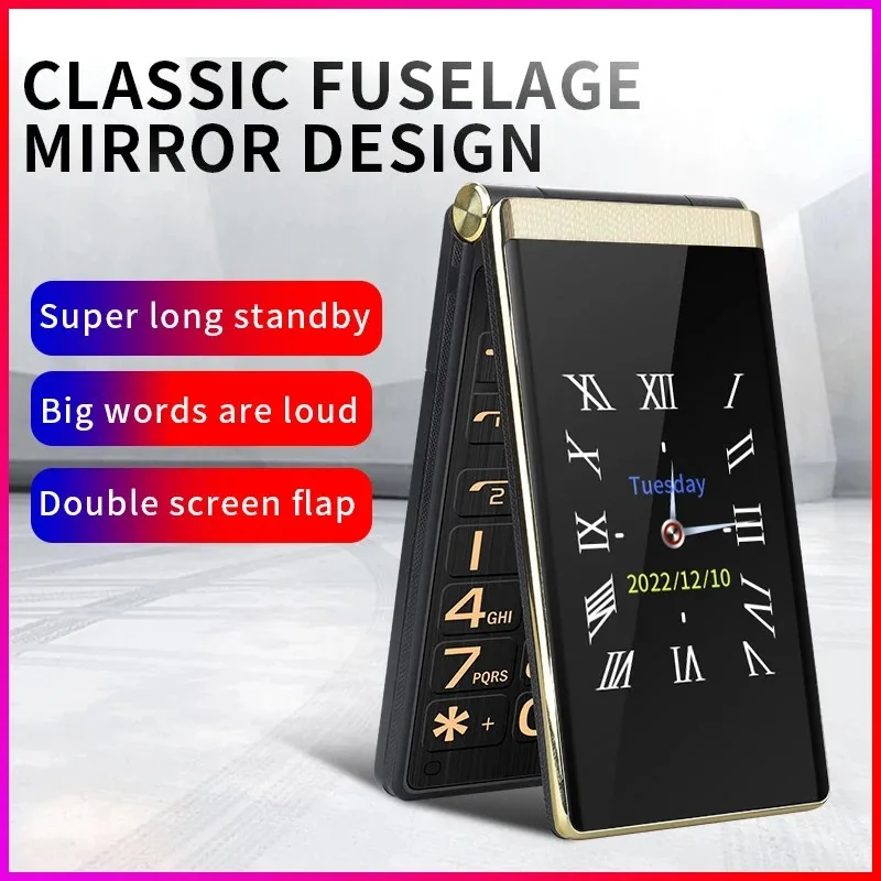 Yeemi M1 + Luce LED Doppio Display Telefono Mobile Versione Globale 4G Flip Mobile 2 Schede SIM Cellulare Grande Tastiera Voce Forte 2G