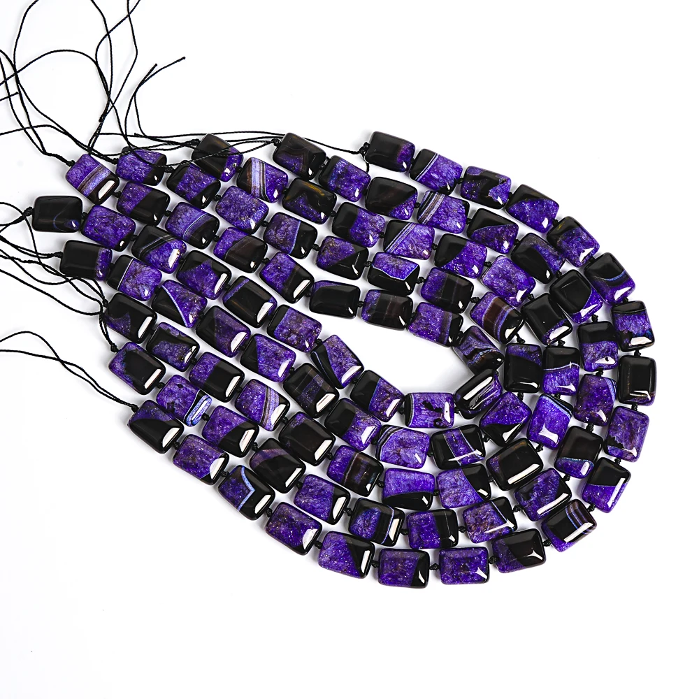 20x15mm Natural Dyed Purple Cube Agate Loose Beads Wholesale Stone Beads for Jewelry Making DIY Craft