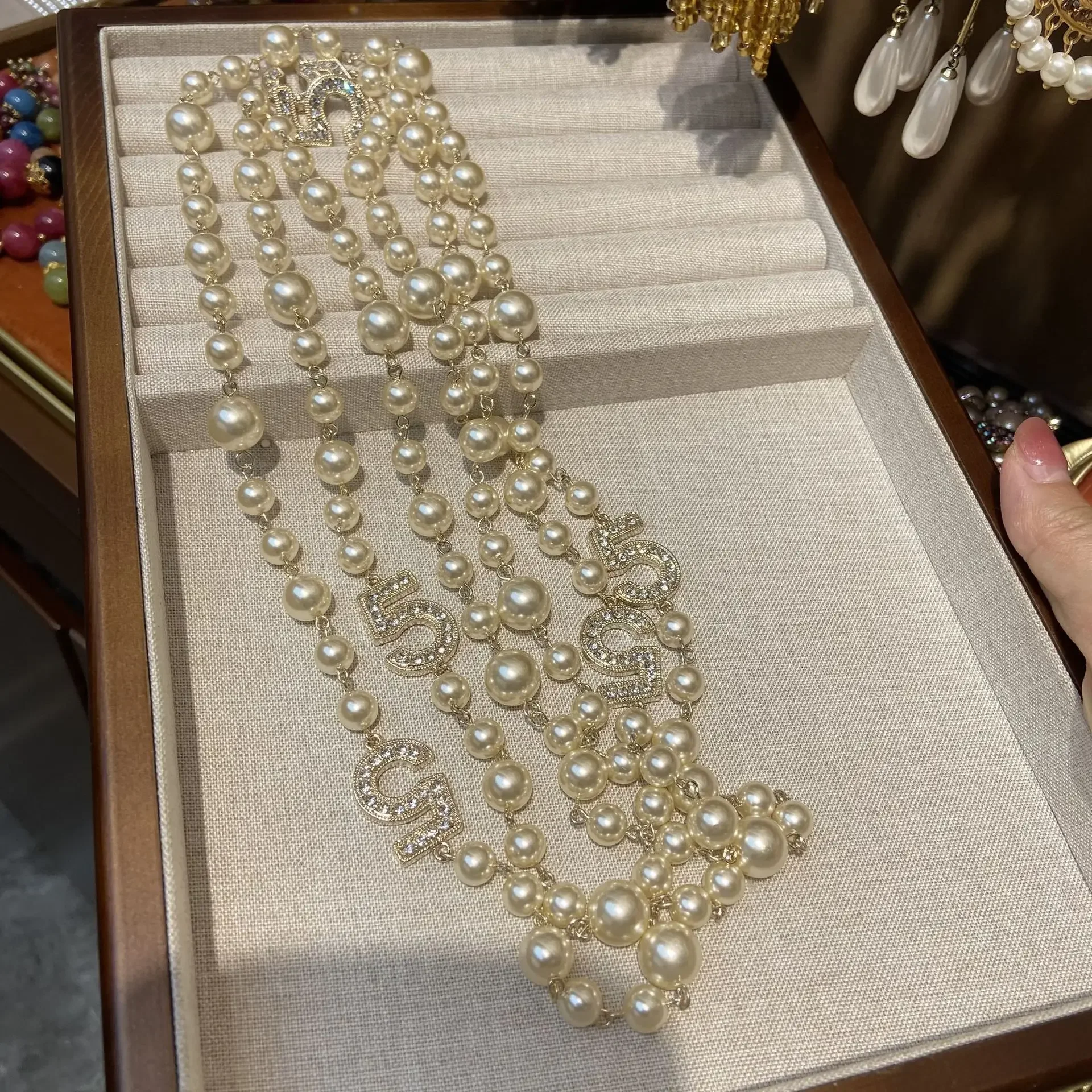 Layers Pearl Long Sweater Chain Necklace Female Fashion Girl Jewelry