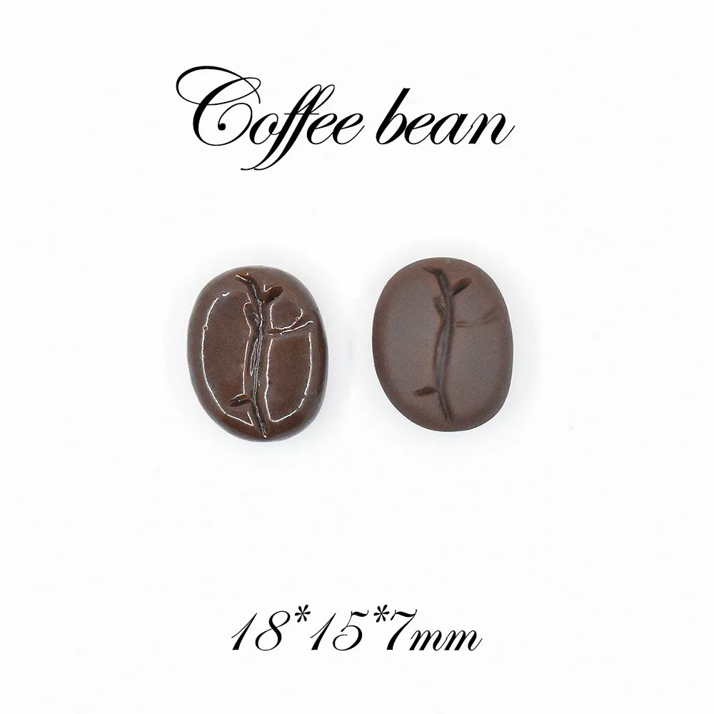 15pcs/set Simulation Coffee Beans Flatback Resin Cabochon Fake Food Scrapbooking for Craft DIY Phone Decoration Accessories