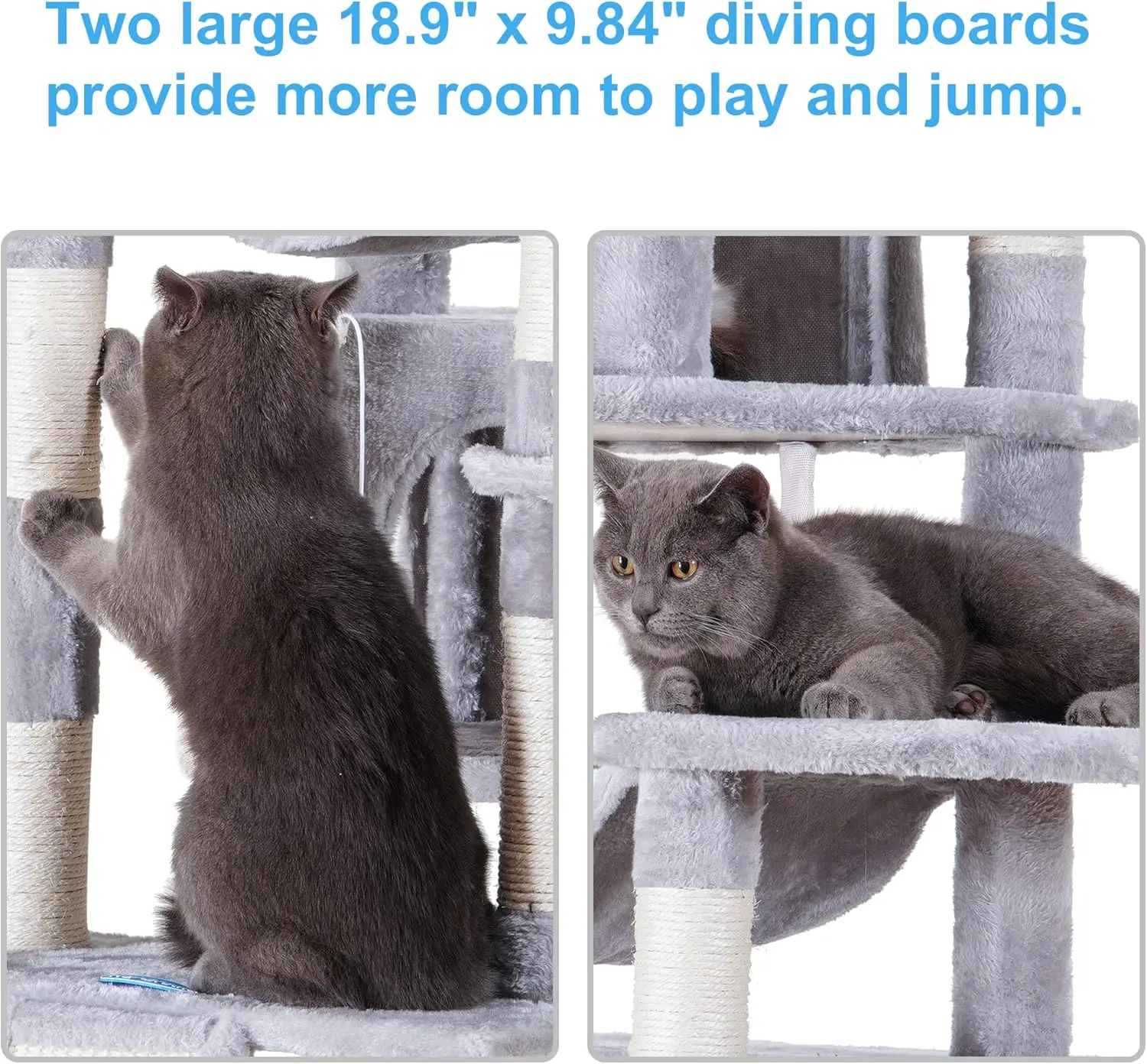 Hey-brother Cat Tree, 71 inches XL Large Tower for Indoor , Multi-Level House  2 Cat Condos and Scratching Posts image 5