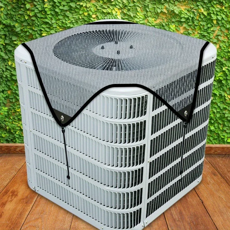Outdoor-Klimaanlagenabdeckung, universell passend, PVC-Netz-Klimaanlagenabdeckung mit Kordelzug, hält Blätter und Schmutz fern. – Detail 10