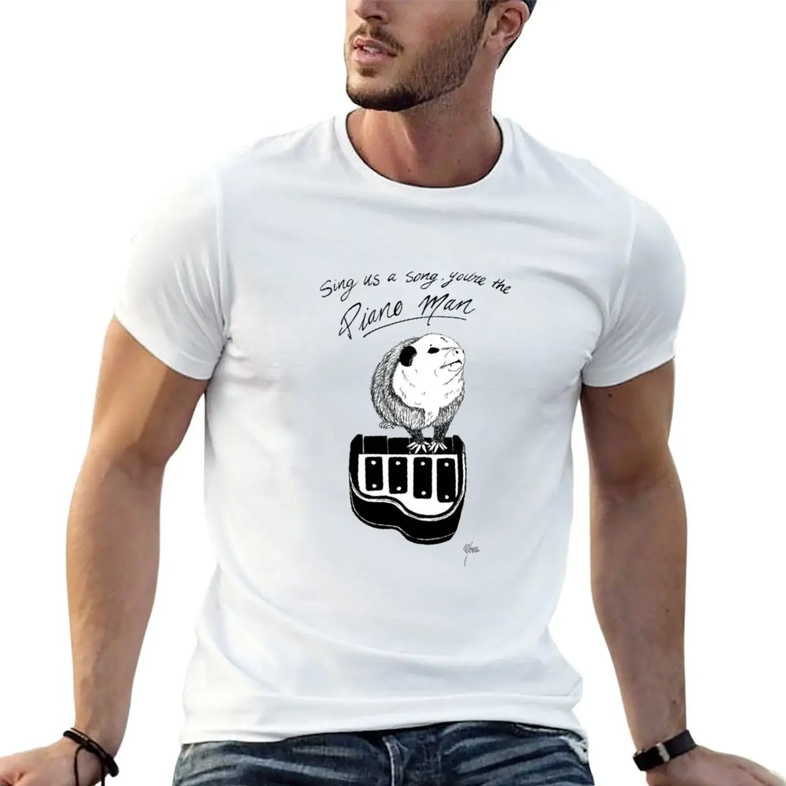 

Piano Possum T-Shirt graphic tee shirt oversized custom t shirt graphics t shirts for men