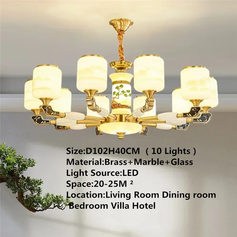 DEBBY Contemporary Luxury Brass Pendent Lamp  Chinese style Living Room Dining Room Bedroom Villa Hotel Sample Room Chandelier