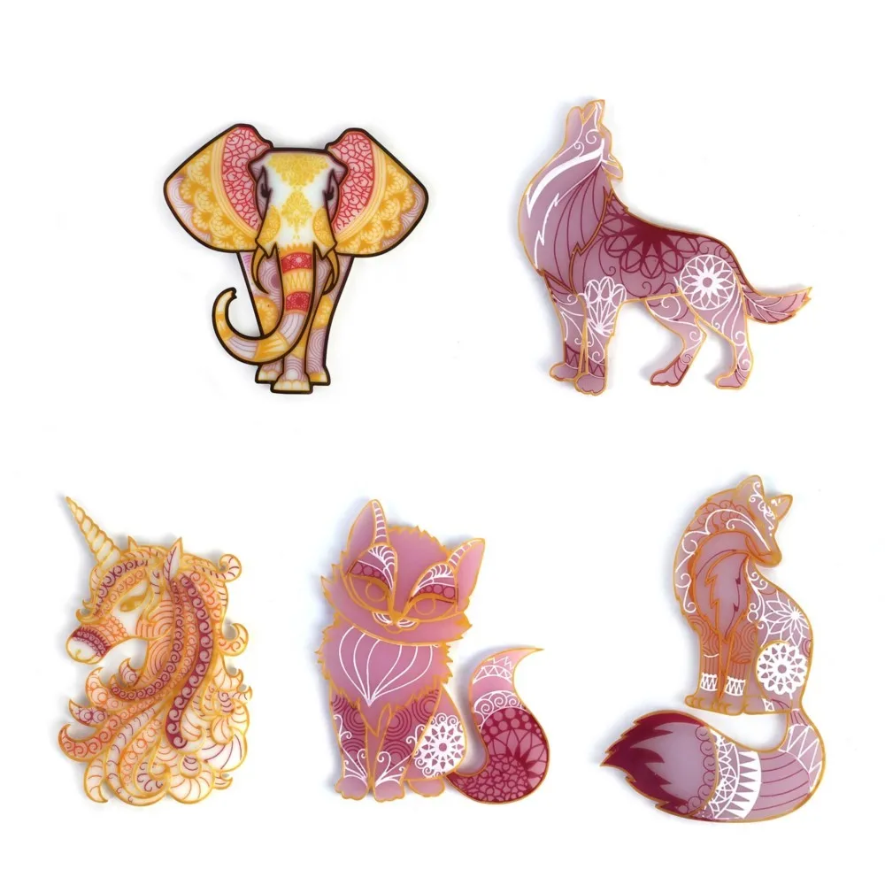 Animal Pendant Wall Art Epoxy Casting Silicone Mold For DIY Ornament Elephant Wolf Fox Wall Hanging Home Party Decoration