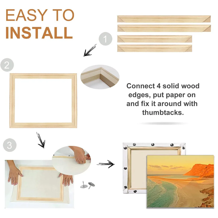 DIY Picture Wooden Wall Art 70x100cm Large Frame Canvas Stretcher Bars Kit for Oil Painting Poster Frames Living Room Home Decor