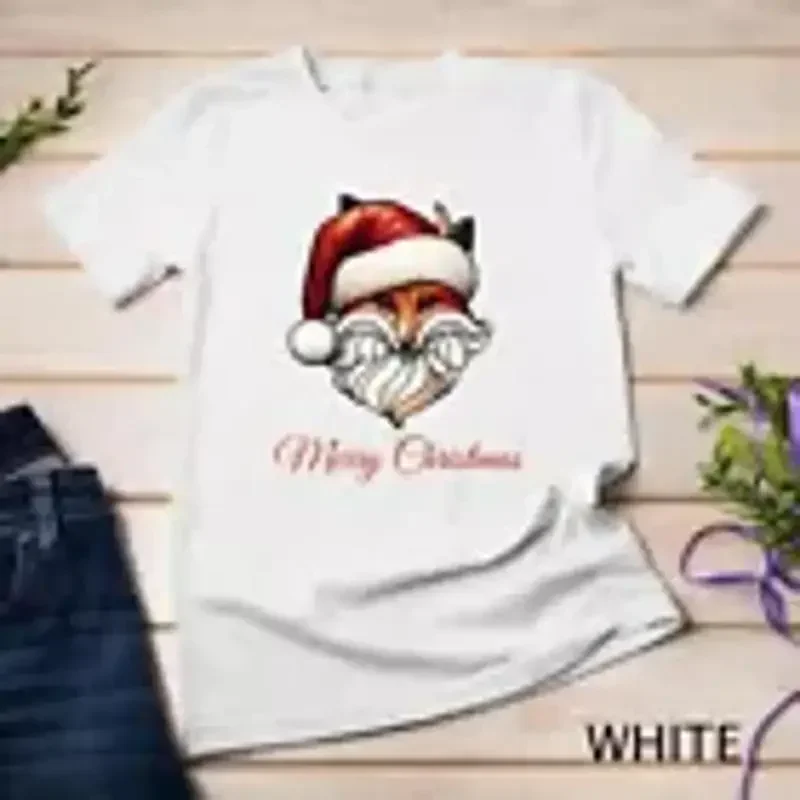 Jolly Stained Glass Santa Fox Graphic Tee Funny Christmas Shirt Unisex T shirt
