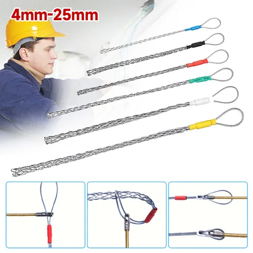 Extractor de cables de 6 colores, agarre de Cable galvanizado, calcetines de tracción de Cable de Metal, extractor de malla, conducto de tubería antideslizante, cubierta de red de tracción de 4-25mm