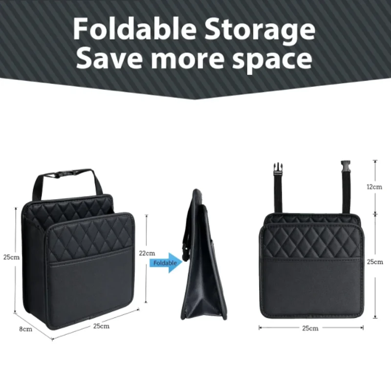 Multifunctional Car Seat Storage Bag Leather Auto Organizer Garbage Bag Fit For Most Car Models