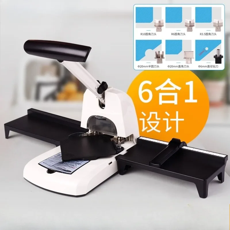 6 in 1 Round Corners, Semi-Circle, Punch, Paper Cutter, Cut Corners, PVC Business Cards, Manual Office Rounding Device