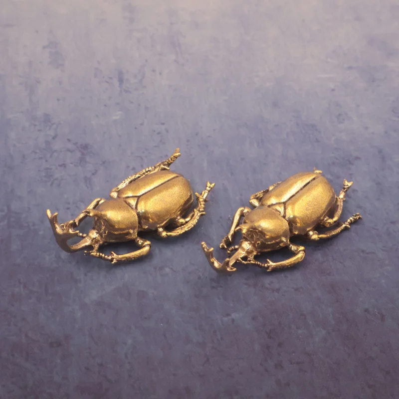 Brass Unicorn Fairy Beetle Desktop Ornament Insect Sculpture Craft Tea Pet Decoration Old Bronze Artifact