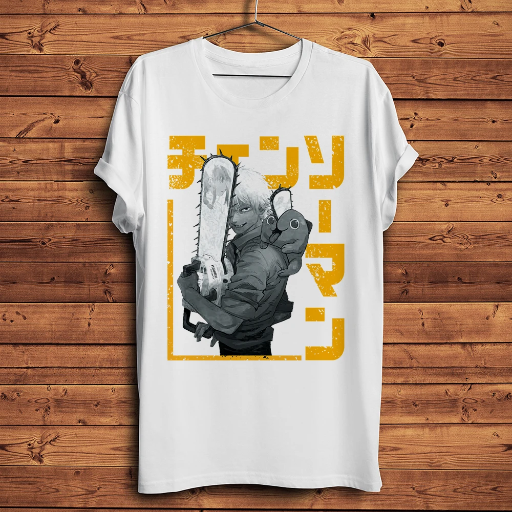 Chainsaw Man Denji Makima Power Aki Funny Anime Tshirt Men New White Short Homme Casual T Shirt Unisex Manga Streetwear Tee