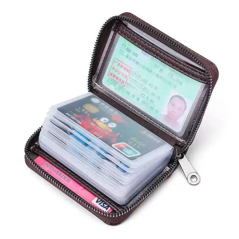 20 Detents Cards Holders PU Business Bank Credit Bus ID Card Holder Cover Coin Pouch Anti Demagnetization Wallets Bag Organizer