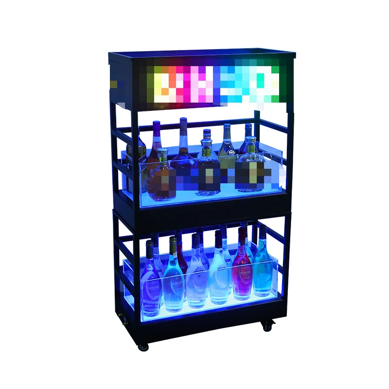 LED bar  cabinet electronic display screen  rack two-layer foreign wine display mobile luminous champagne