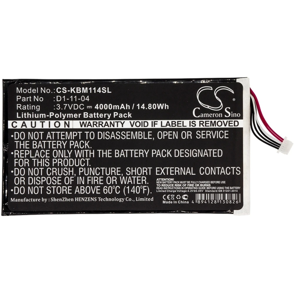 

Li-Polymer E-book, E-reader Battery for Kobo, 3.7V, 4000mAh, Compatible Models: K080-KDN-B, Vox