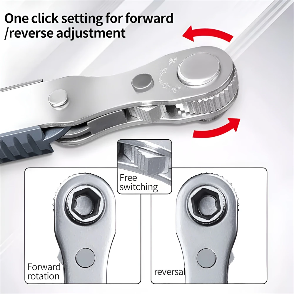 Right Angle Household Multifunctional Wrench Cross Slotted Portable Short Screwdriver Bidirectional Ratchet Screwdriver Set