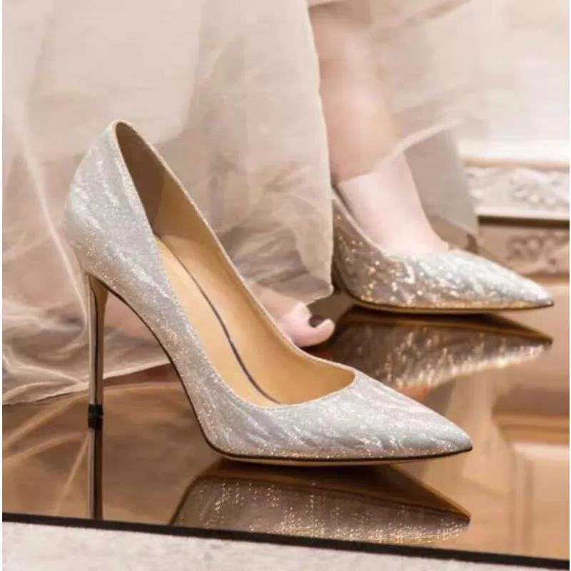 

Luxury Gold Silver Women Pumps Shoes Spring Pointed Toe High Heels Party Wedding Shoes Woman Stiletto Heels Designer Shoes