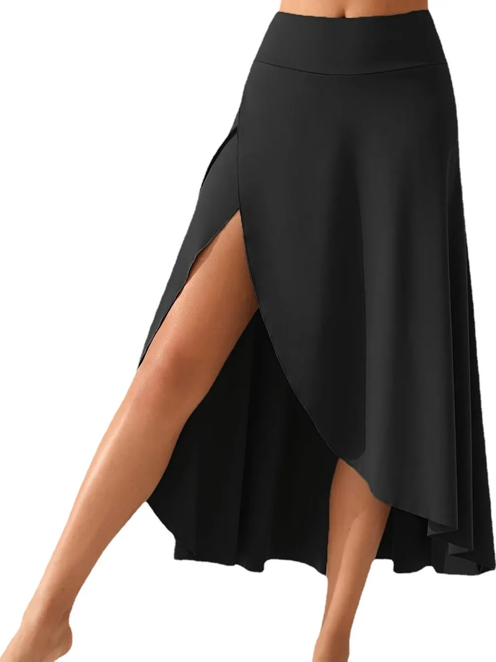 Falda de cintura alta con abertura lateral, vestido largo estilo callejero, corte en A, Material fino informal, colección de ...
