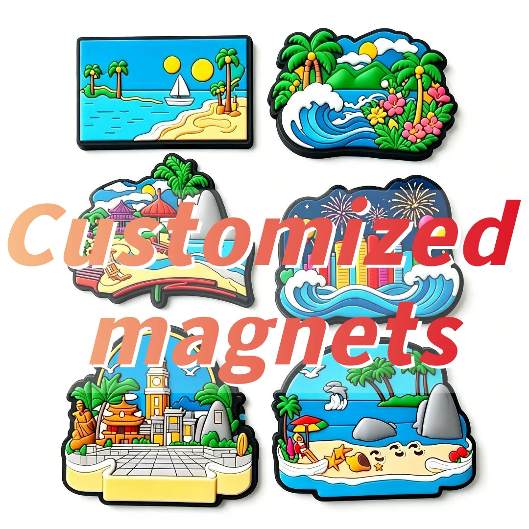 Soft PVC magnet custom fridge magnet on fridge door coastal beach landscape custom shape travel souvenir home decor
