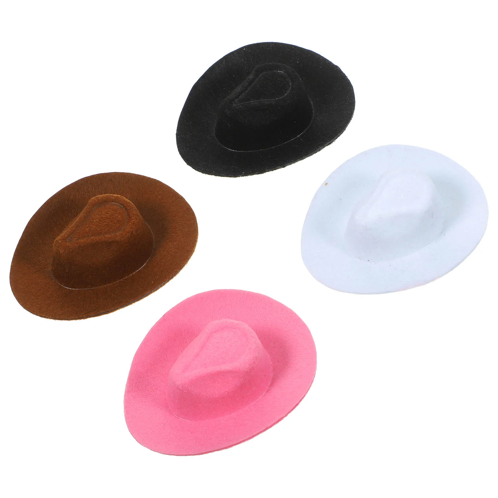 4 Pcs Mini Cowboy Hat Miniature Hats for House Little Dolls Crafts Tiny Replaceable DIY Accessories Toy