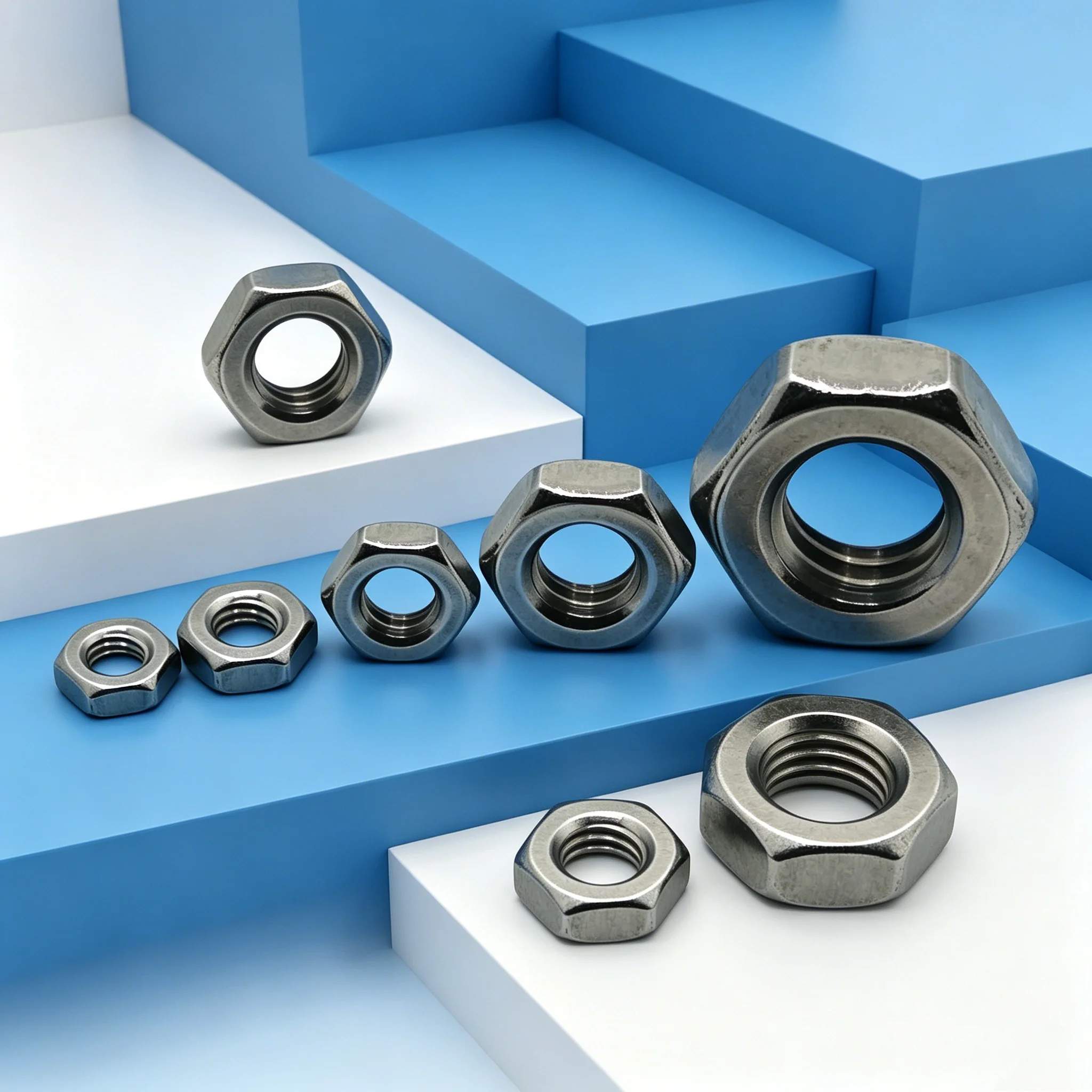 

M2 M2.5 M3-M5 M6 M8 M10 M12 M14 M16 10 -30P 50-250pcs A2-70 304 Stainless Steel Flat Hex Hexagon Thin Nut Jam Nut DIN439 GB6172