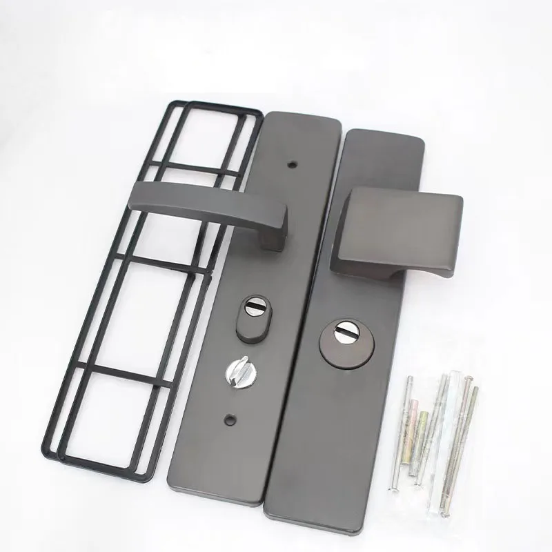 Pegangan gerbang masuk Universal Anti maling, pegangan kunci pintu keamanan abu-abu anti-ledakan jarak tetap 235mm