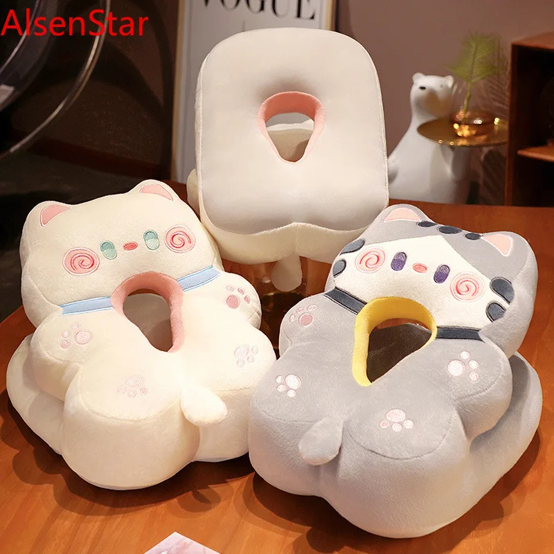 Hugging Cat Plush Nap Pillows Seat Cushion Student Office Lunch Break Artifact Girls Lying Table Sleeping Pillow