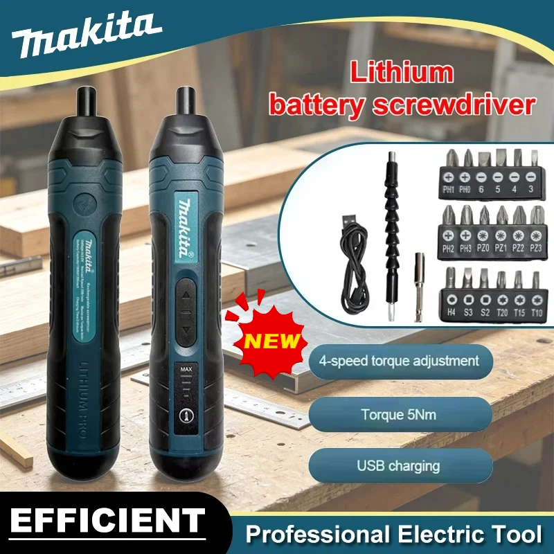 

2026 Makita Cordless Electric Screwdriver 2pcs/20pcs/105pcs | 3.6V 5N.m Torque | 1/4" Chuck | 1300mAh Li-ion Battery
