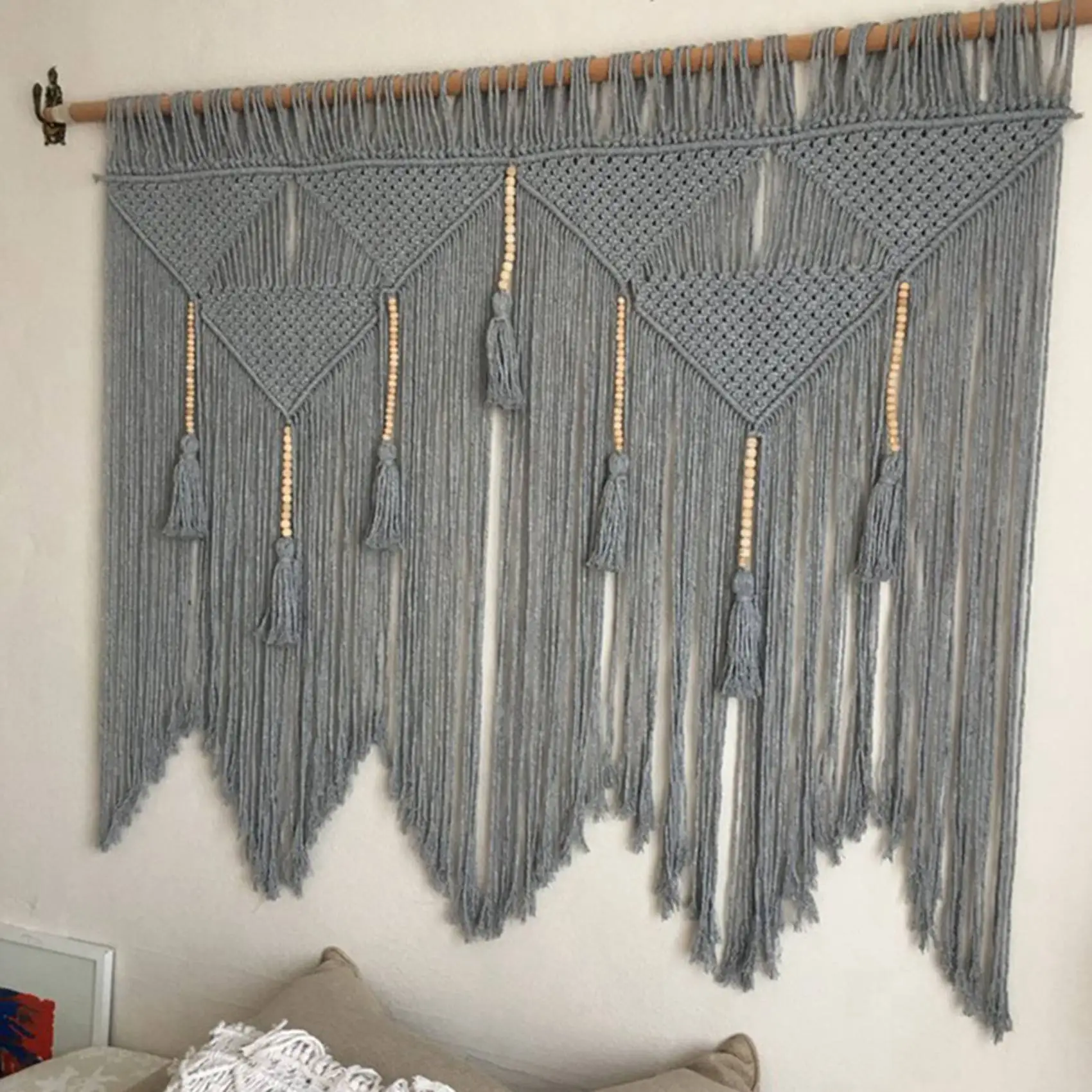 2X Macrame Wall Hanging Handwoven Bohemian Cotton Rope Boho Tapestry Home Decor Creamy-White New