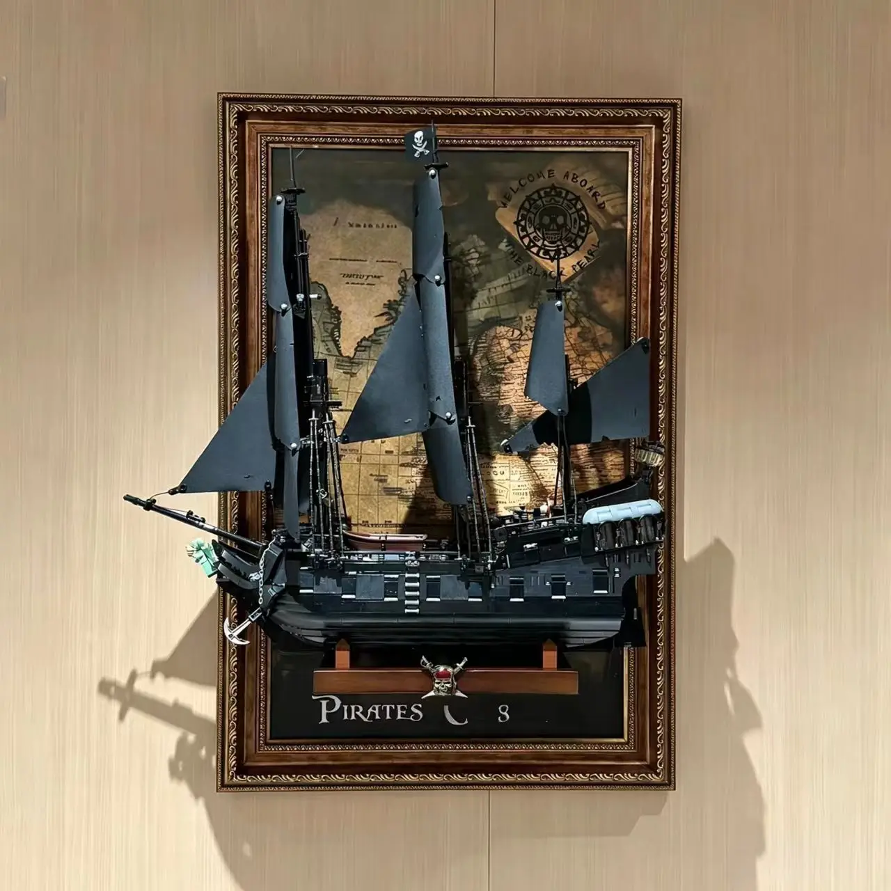 Display Wallboard for LEGO 10365 Black Pearl Ship American Retro  Model Kit Wall Mount Frame Compatible with lego 10365