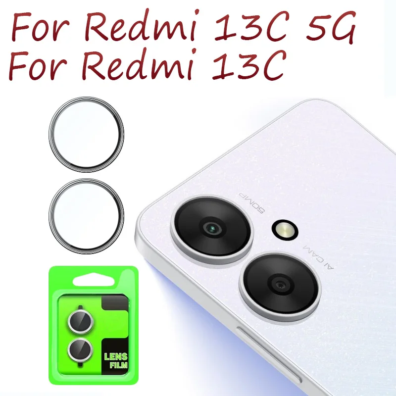 

Full Cover 13C 5G Camera Protector For Redmi 13 Metal Ring Glass Camera Lens Film 3D Design High-quality lens protection