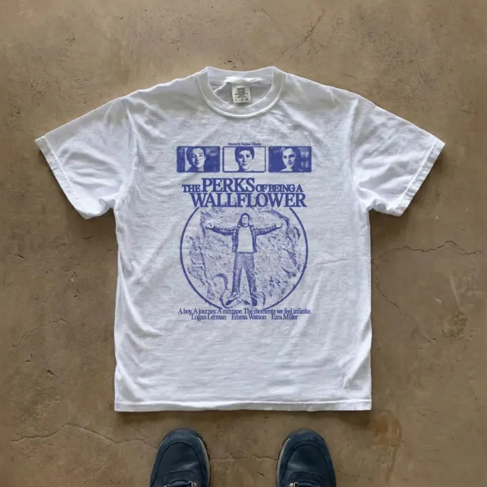 The Perks of Being a Wallflower T-shirt Movie Quote Graphic Style T Shirt Streetwear Women Men Cotton Oversize Tee Summer Gift view 2