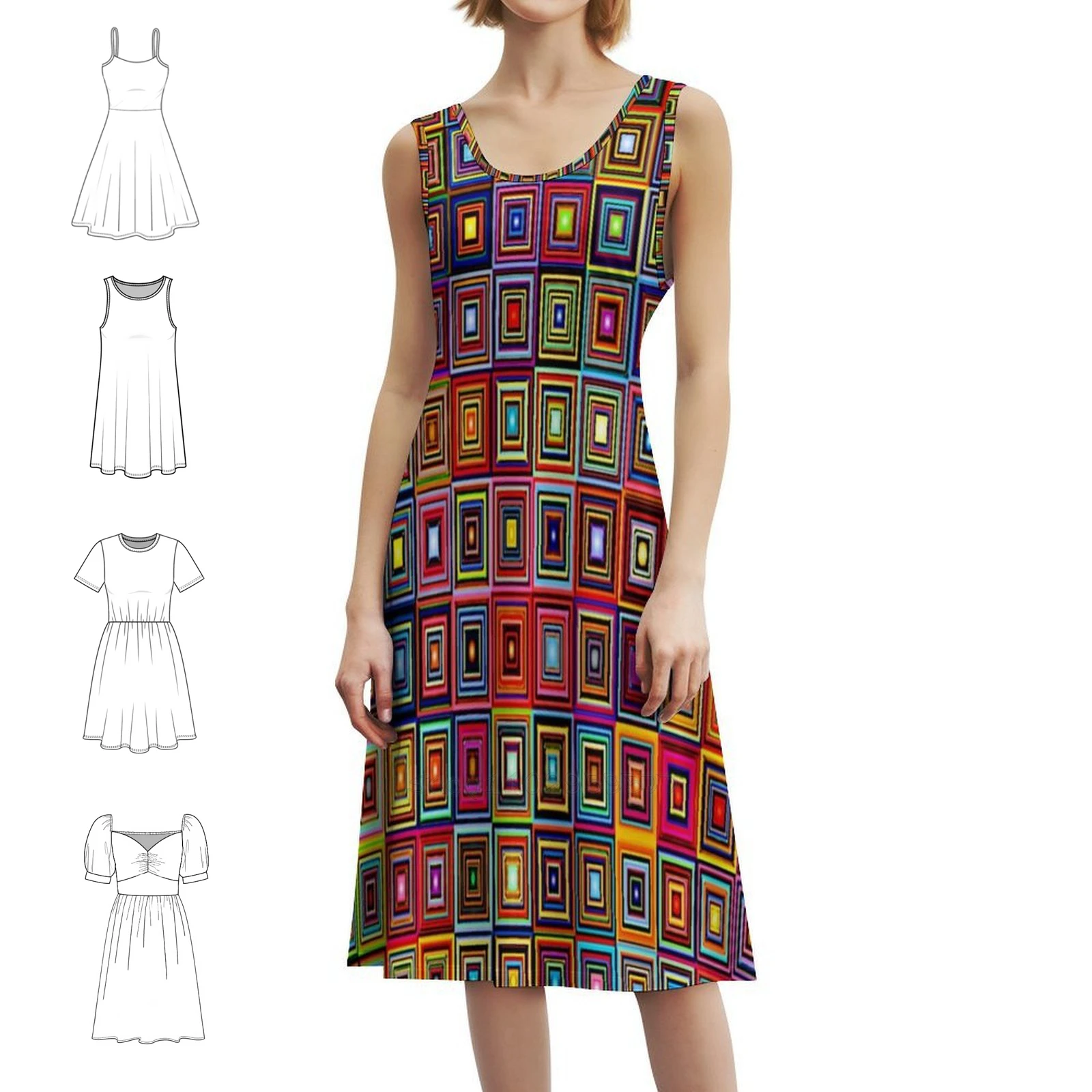 فستان حفلات نسائي من Pattern-879، ملابس نادي مطبوعة عصرية للأعمال الفنية النسائية من الفن التجريدي الحديث #1