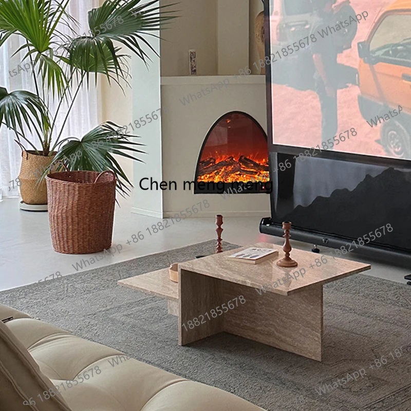 

natural travertinestone coffee table living room home geometric coffee table table creative personality small apartment