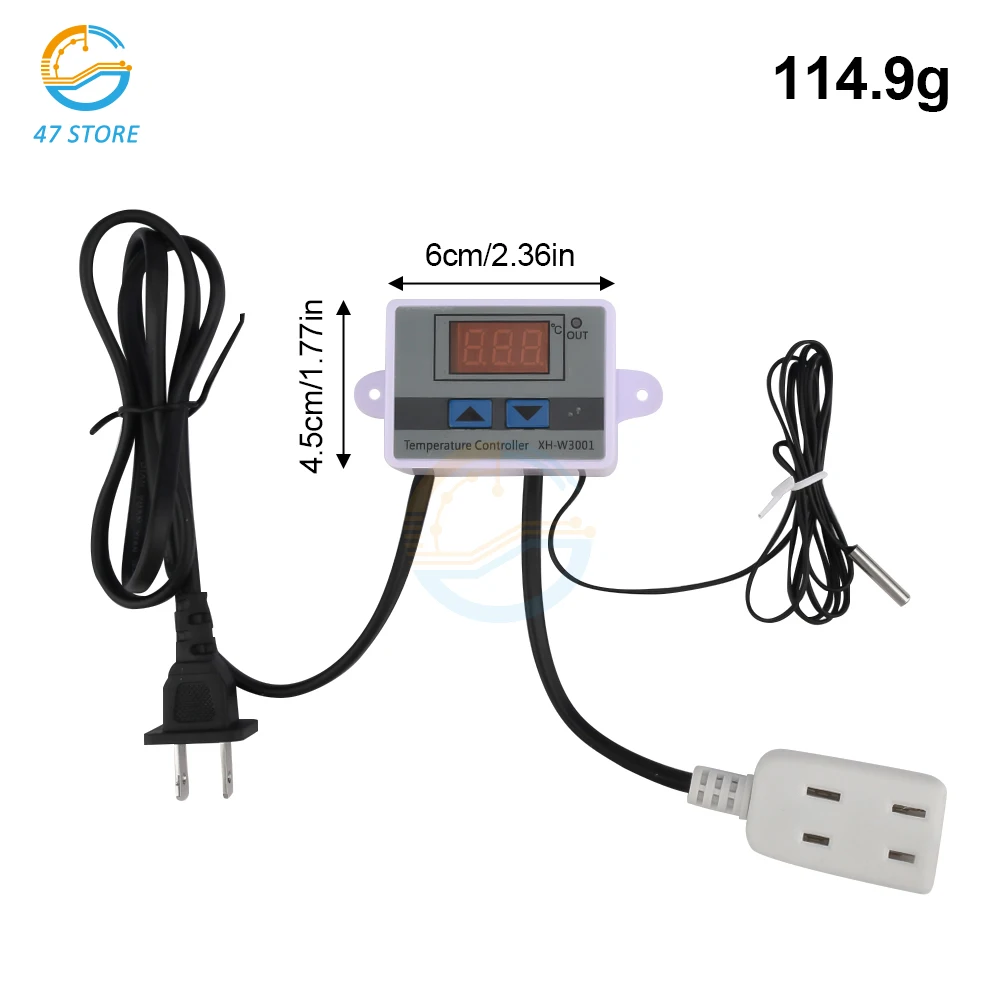 W3001/W3002 AC 110-220V Digital LED Temperature Controller Module Digital Thermostat With Waterproof Probe Electronic Thermostat