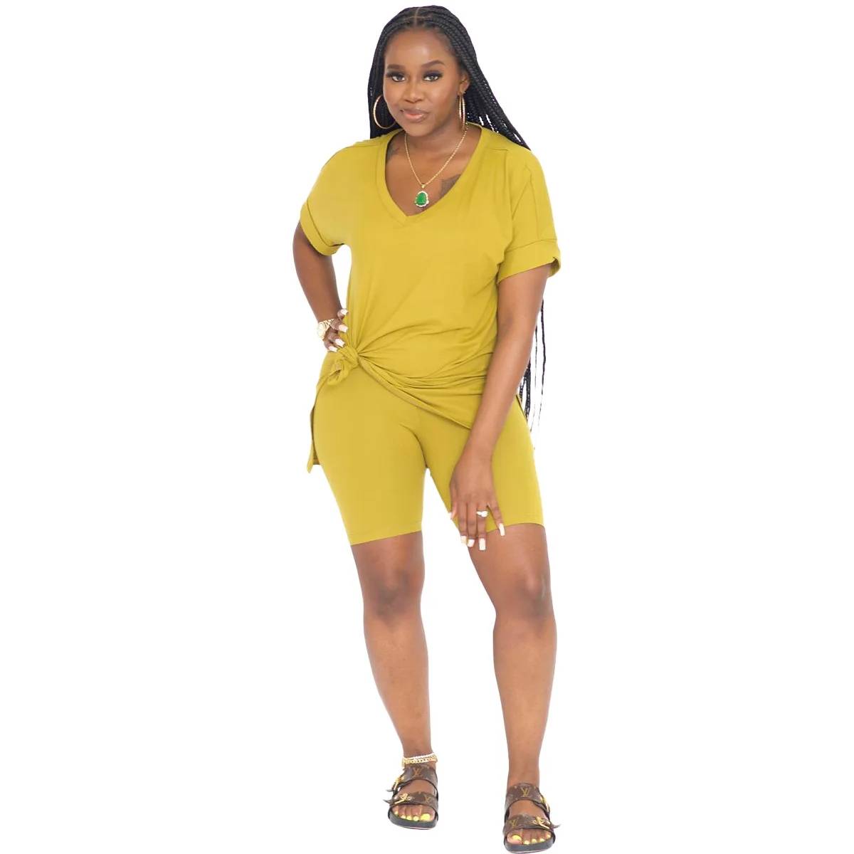 

Африканская одежда, Женский комплект из 2 предметов, Длинный топ и шорты, костюм, Новинка лета 2023, модный однотонный Повседневный Спортивный костюм, Африканский комплект одежды