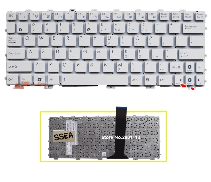 New Laptop US English keyboard White For ASUS EPC Eee Pc 1025 1025C 1025CE Keyboard Without Frame