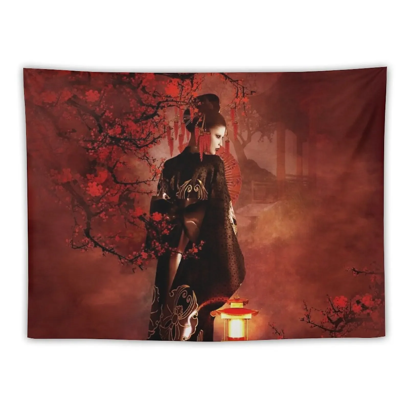 Sakura Red Tapestry Cute Room Decor Wall Decorations Room Decorating Aesthetic Korean Room Decor Tapestry