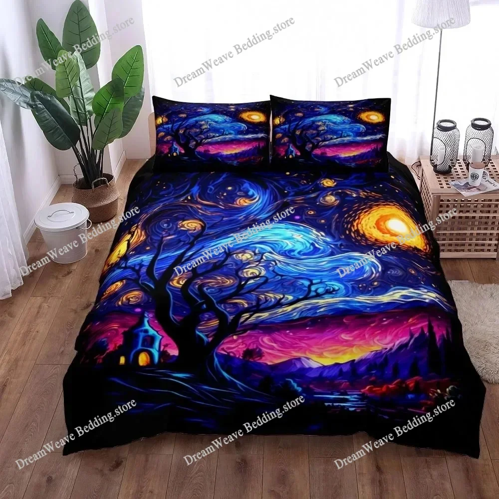 

3D Print Star Island Duvet Cover Set Without Sheet King Queen Double Full Twin Single Size Bed Polyester Bedding Set