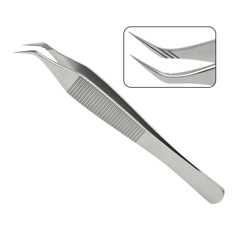 

1pcs 12.5cm Stainless Steel Edison Forceps Angle Pointed Tip Adson Forceps Anti Slip Hair Implanting Forceps Instrument