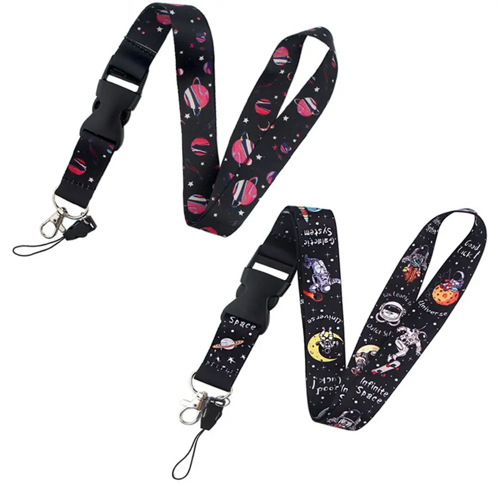 

Webbings Ribbon Phone Lanyard Hang Rope Outer Space Neck Straps Stars Pattern Hang Ropes Astronauts Lanyard Mobile Phone Strap