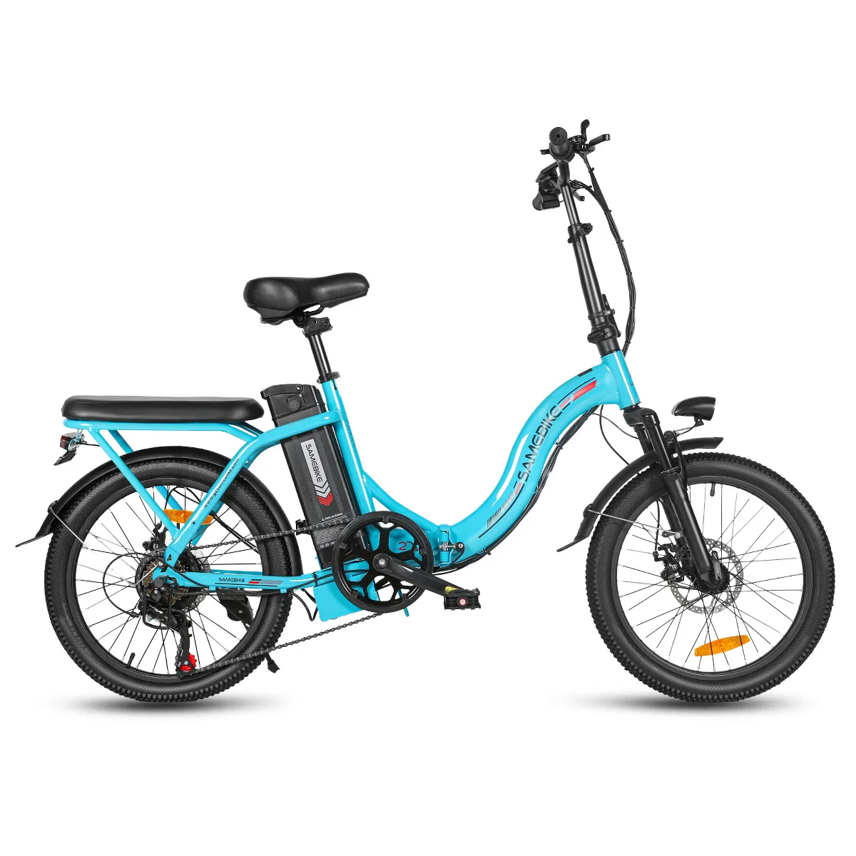 Samebike CY20 Faltbares Elektrofahrrad für Erwachsene, 250W Motor, 36V 12Ah herausnehmbarer Akku, 25 km/h Geschwindigkeit, 40-60 km Reichweite, Vorderradaufhängung, Scheibenbremse – Kompakt und