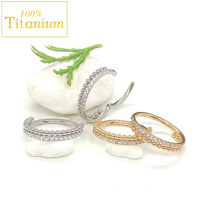 G23 titane Septum cerceau Piercing nez anneau Zircon Tragus Cartilage Helix Lobe Percing boucles d'oreilles 316L acier chirurgical corps bijoux