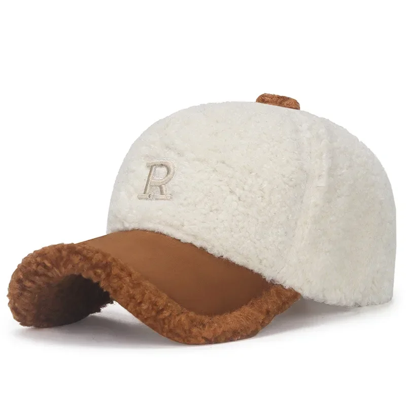 Winter Lamb Women Wool Plush Keep Warm Baseball Cap Autumn Snapback Hats Cap Female Korean Trend Leisure Solid Teddy Trucker Hat