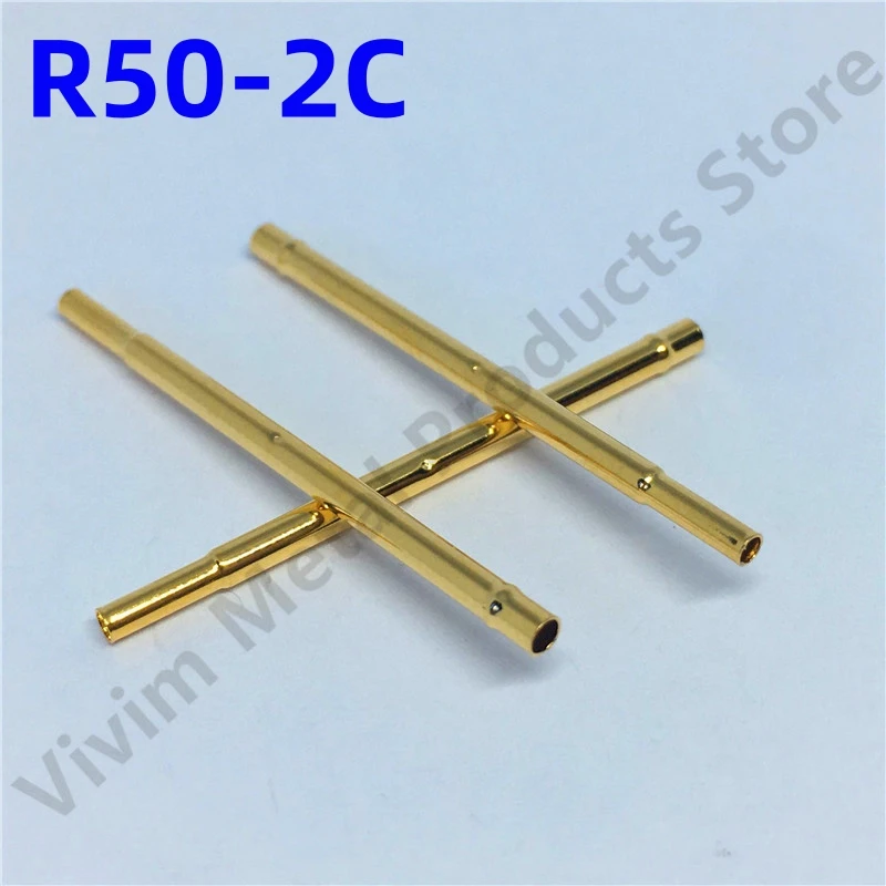 100PCS R50-2C Test Pin P50-B1 Receptacle Brass Tube Needle Sleeve Seat Crimp Connect Probe Sleeve Length17.5mm Outer Dia 0.86mm