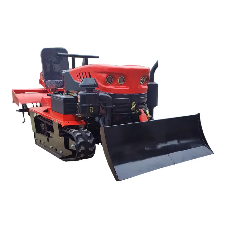 

Multifunctional trenching agricultural crawler tractor remote control orchard greenhouse micro tiller