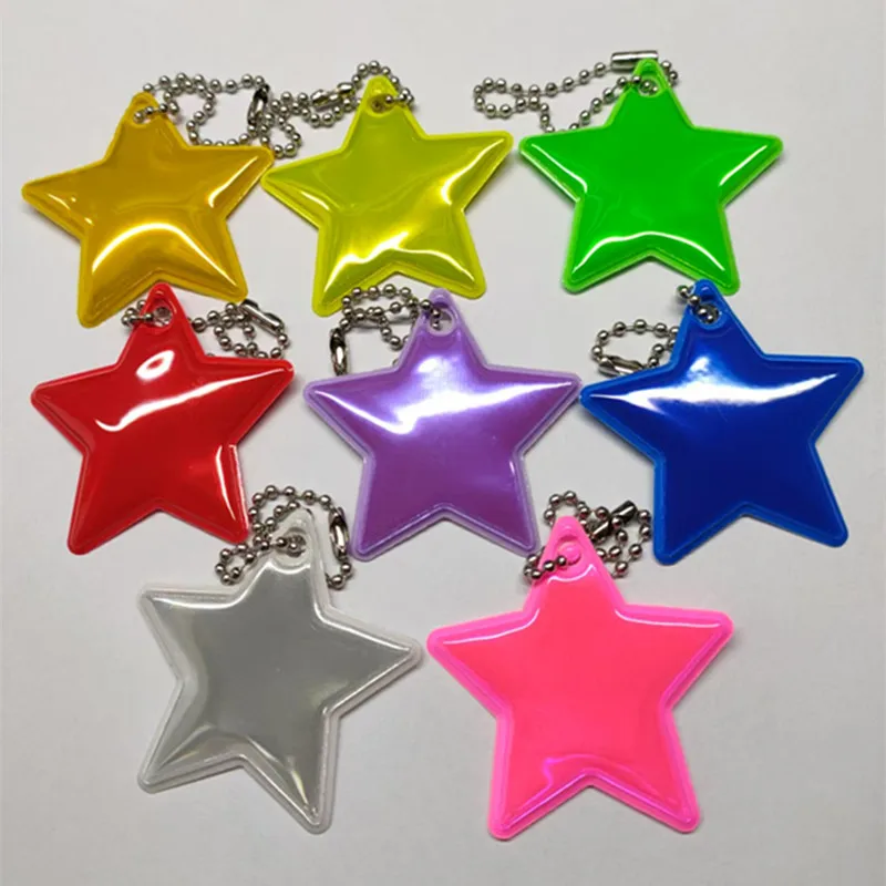 8PCS Heart Star Shape Reflective Keychain Reflective Pendant for Bag Strip Ornaments Adults Children Night Safety Accessories